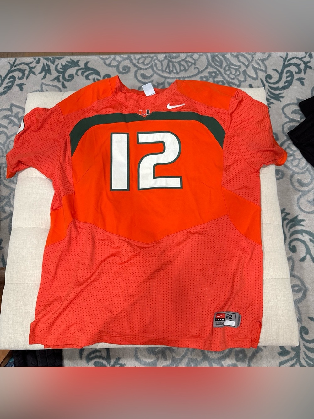 Nike Orange and White #12 Football Jersey